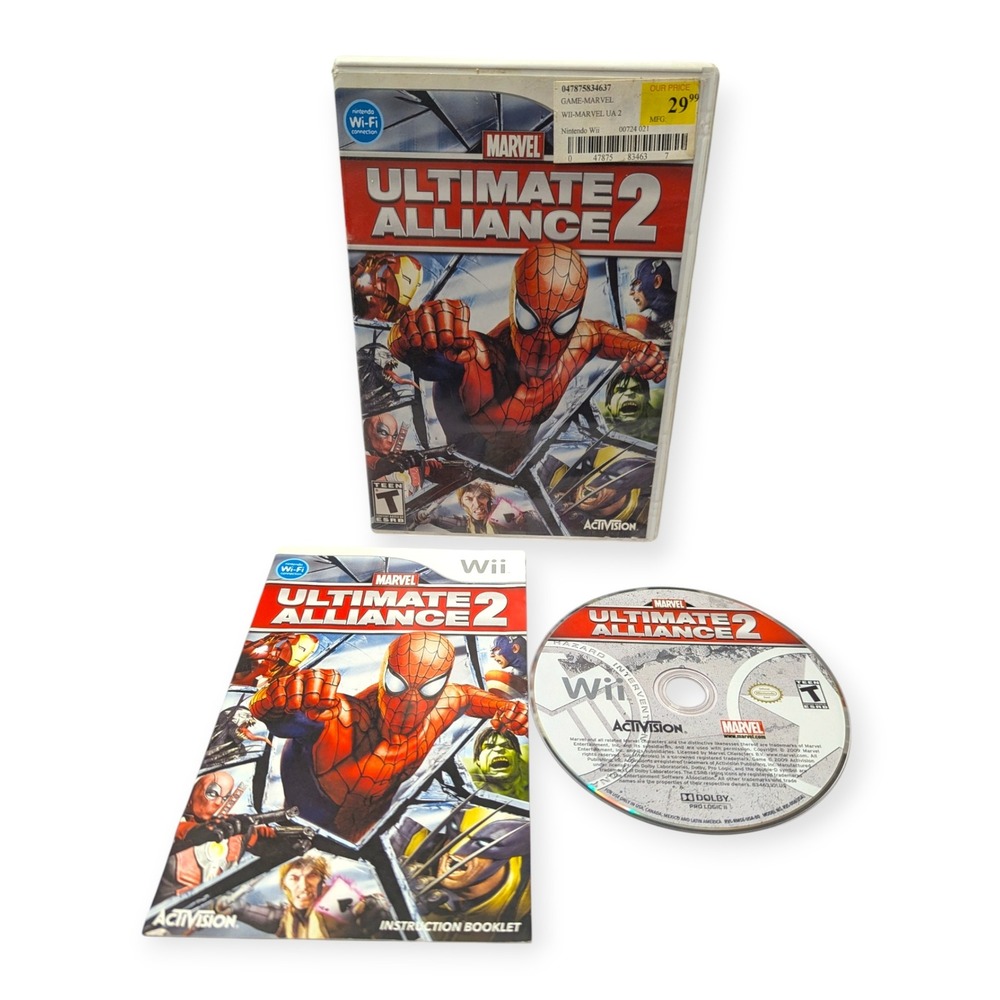 Marvel Ultimate Alliance 2 Nintendo Wii Complete CIB Activision Spider-Man